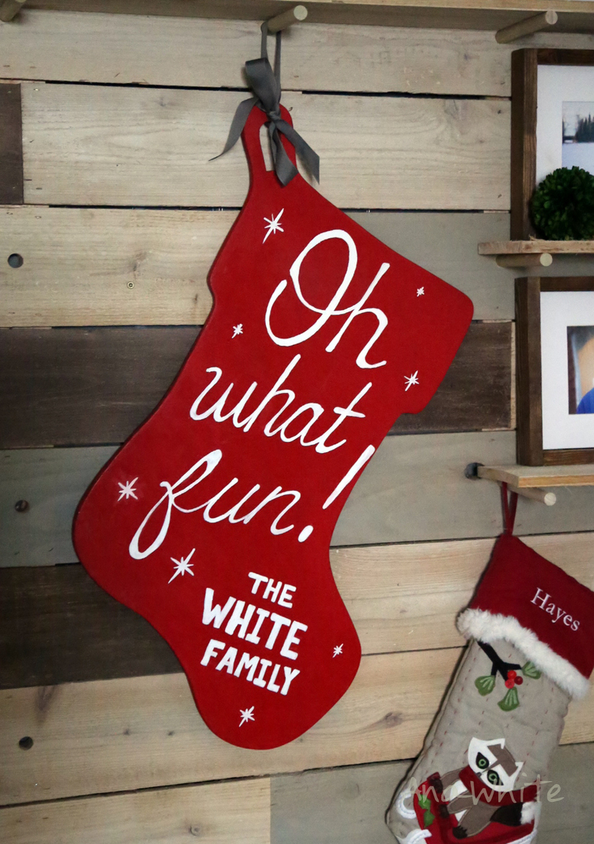 Oversized Personalized Wooden Stocking Wall Decor for Home Depot